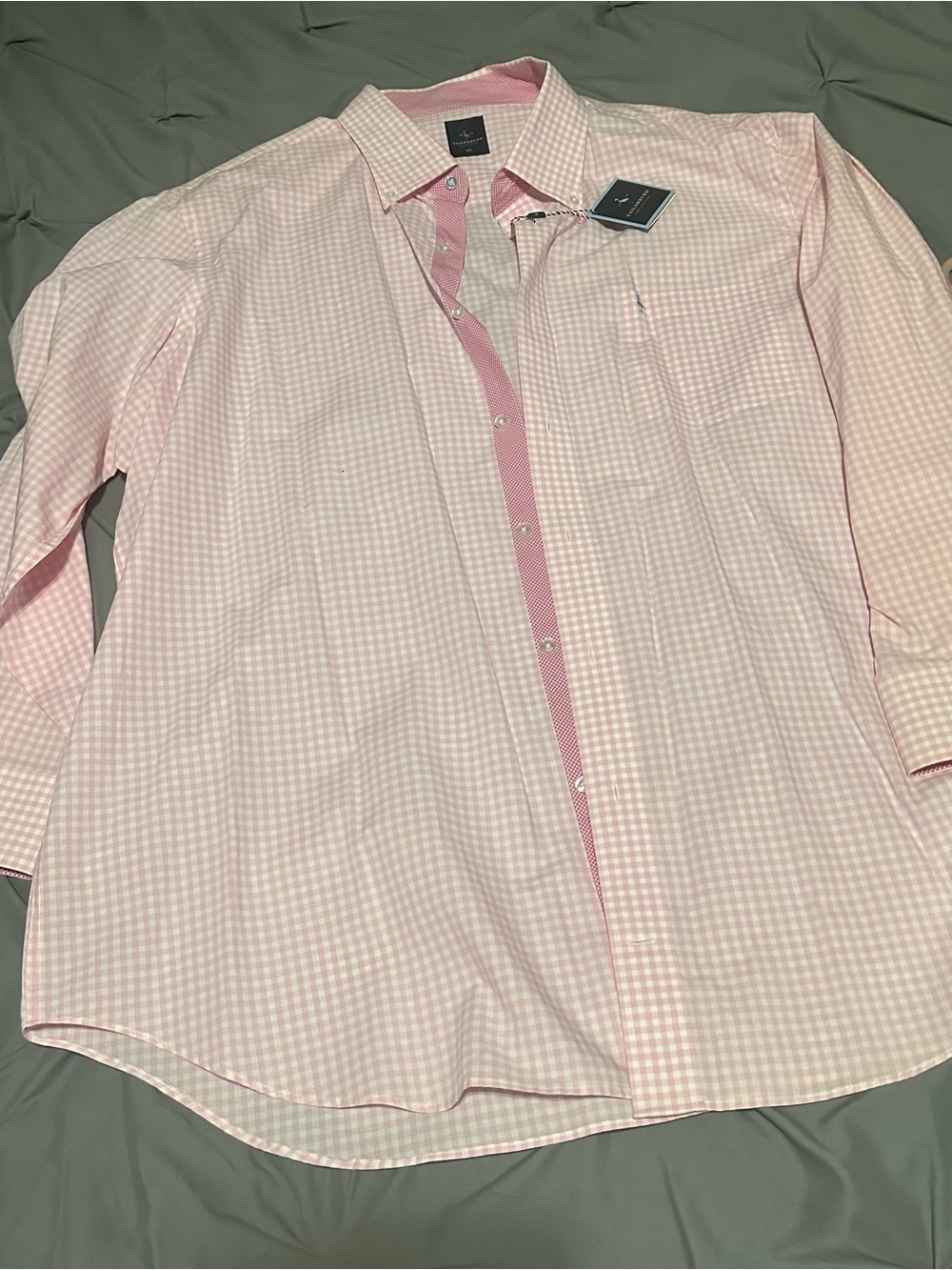 Tailorbyrd Pink Check Spread Collar Dress Shirt